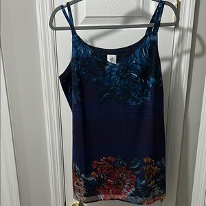 Cabi Women's Floral Blue Tank Top
